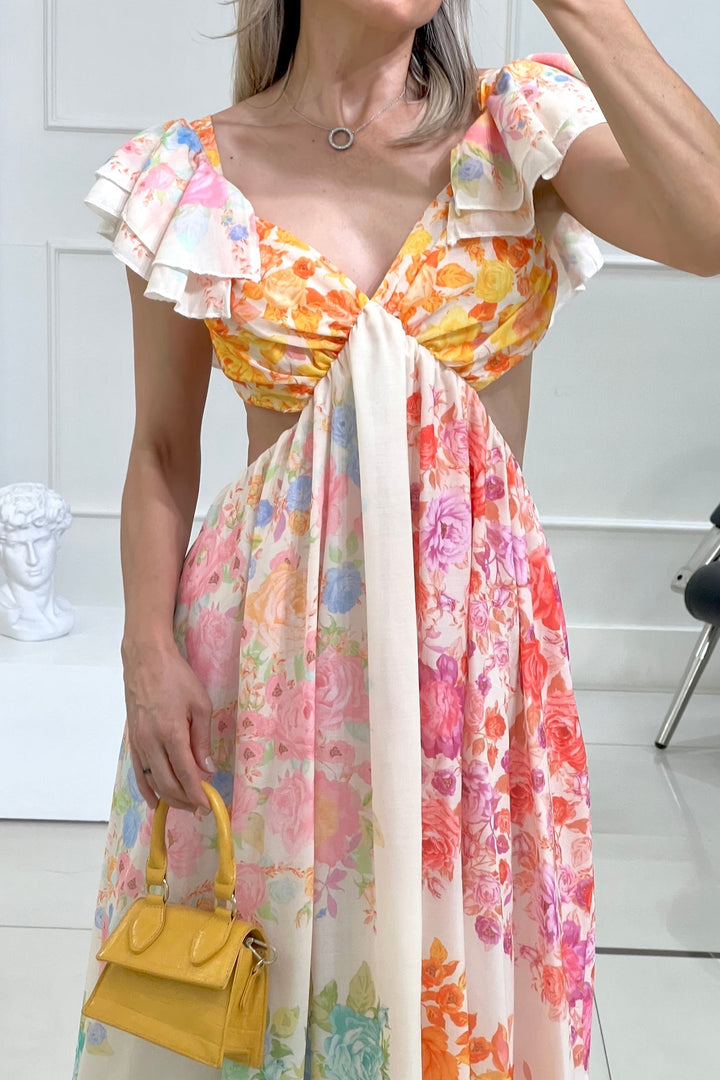 Blooming Beauty Floral Cutout Maxi Dress