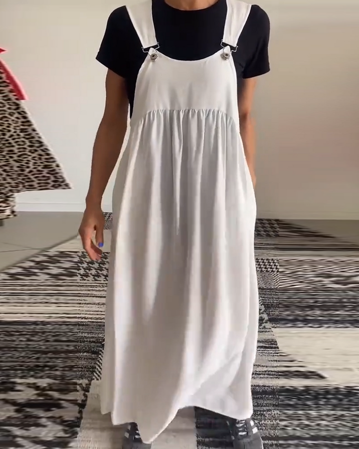 Casual Solid Colour Dress with Straps