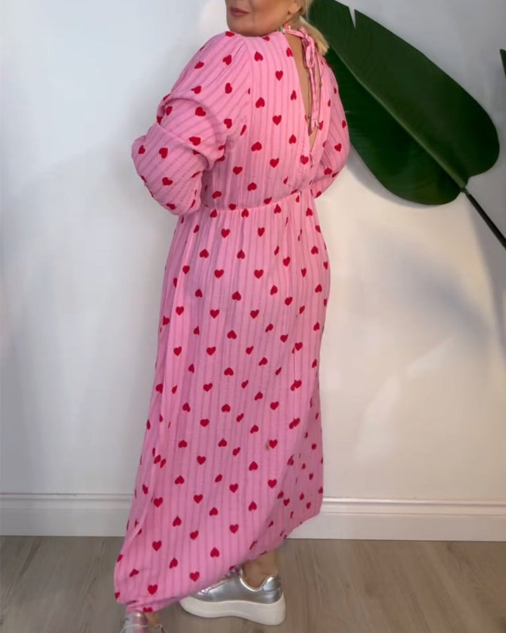 AVA – V-NECK HEART PRINT DRESS