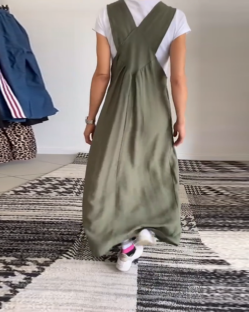 Casual Solid Colour Dress with Straps