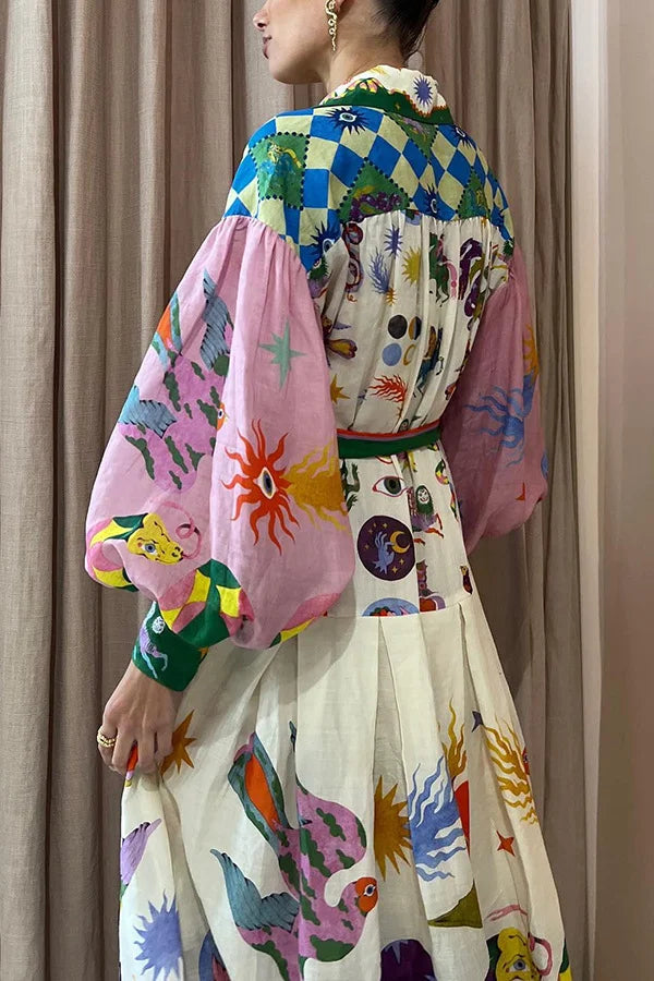Retro French - Maxi print dress