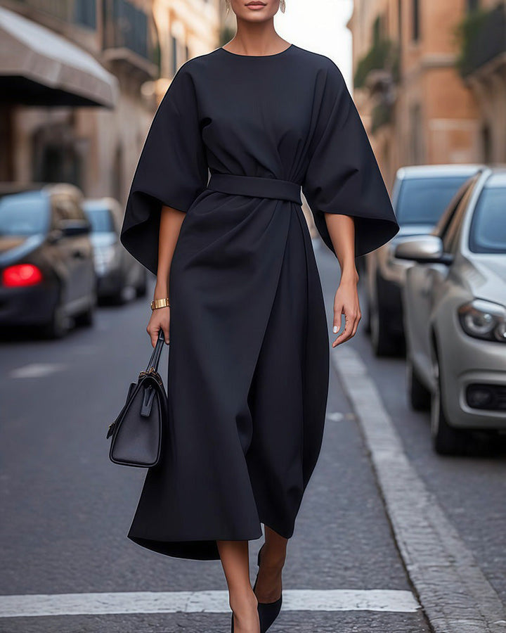 Celestine™ Dress with Elegant Lantern Sleeves & Belt
