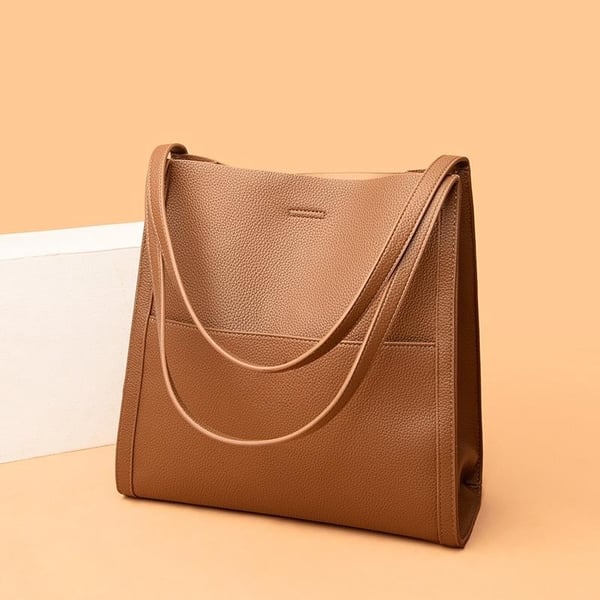 Solid colour simple genuine leather shoulder bag