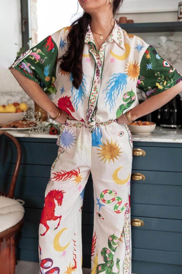 Bohemian Beauty Printed Shirt & Pants Set