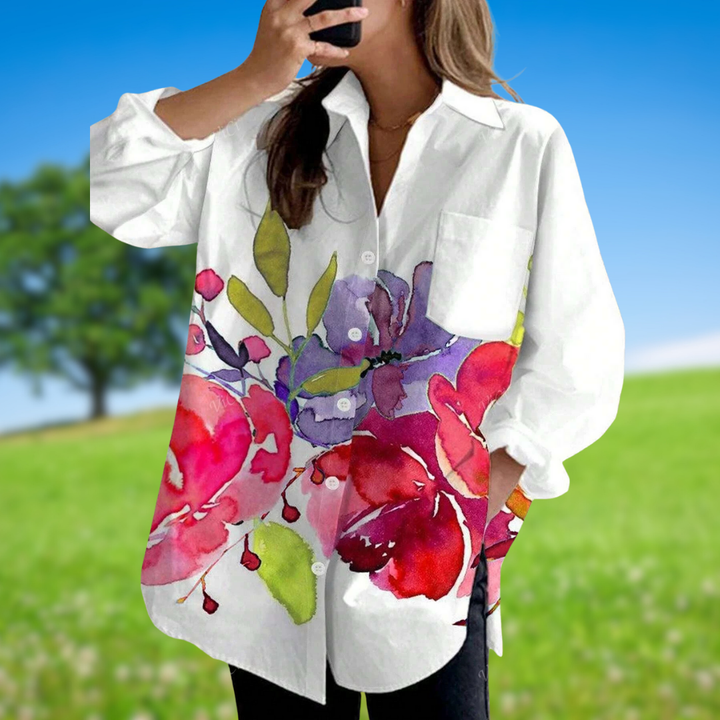 EVELORA™ | Floral Tie-Dye Top