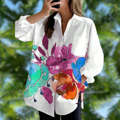 EVELORA™ | Floral Tie-Dye Top