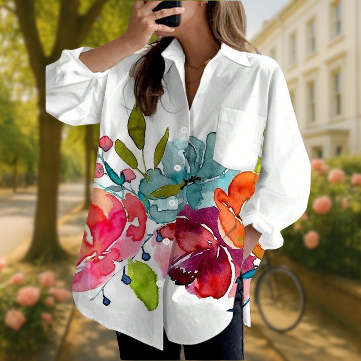 EVELORA™ | Floral Tie-Dye Top