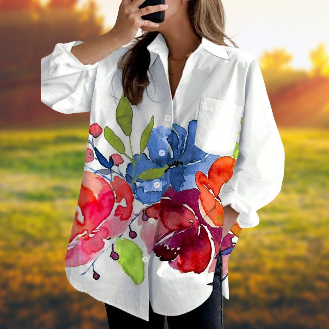 EVELORA™ | Floral Tie-Dye Top