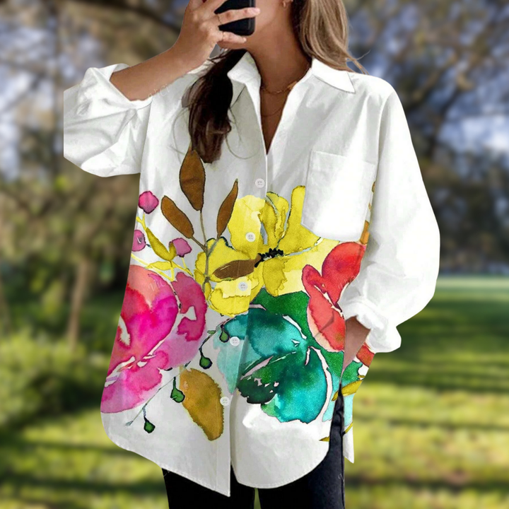 EVELORA™ | Floral Tie-Dye Top
