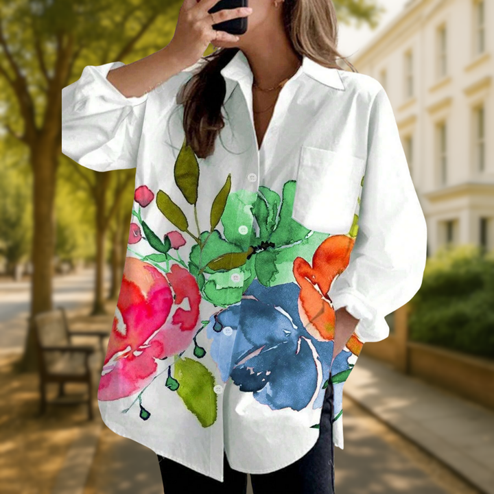 EVELORA™ | Floral Tie-Dye Top