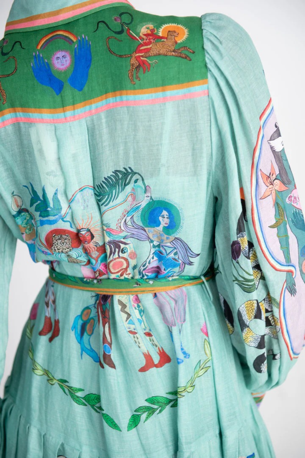 Capri™  Print Balloon Sleeve Midi Dress