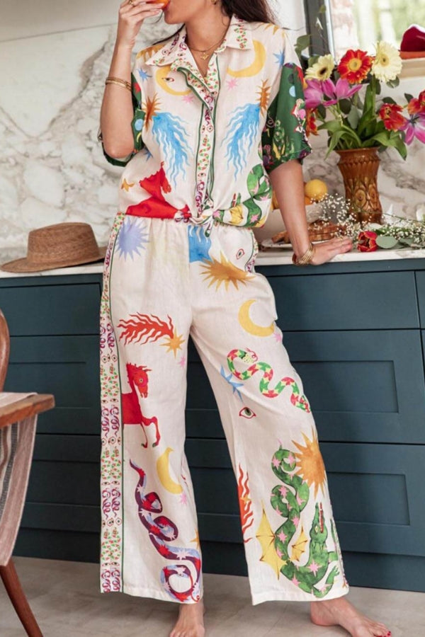 Bohemian Beauty Printed Shirt & Pants Set