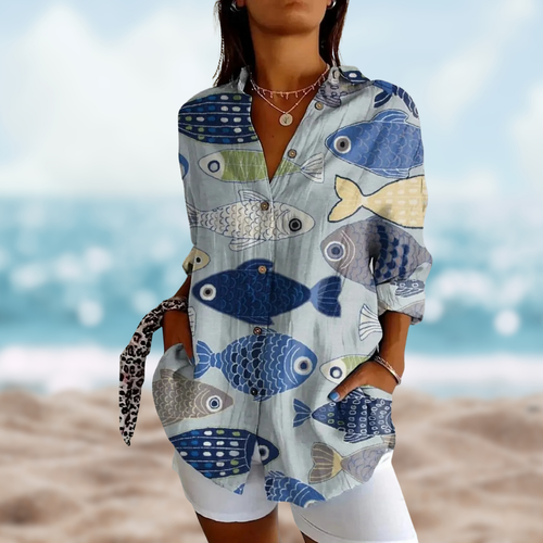 NERAIA™ | Fish Pattern Blouse