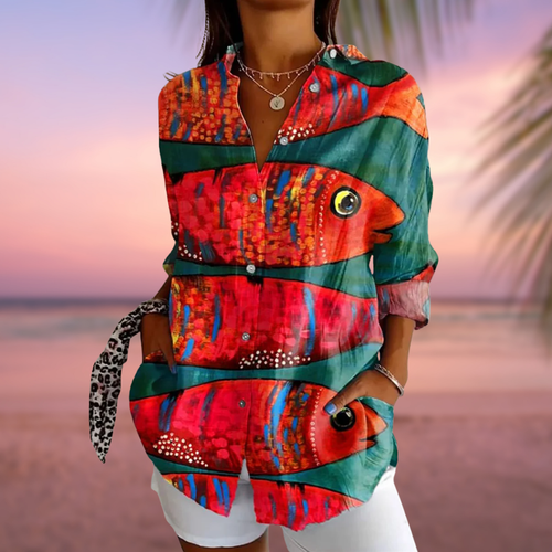 NERAIA™ | Fish Pattern Blouse