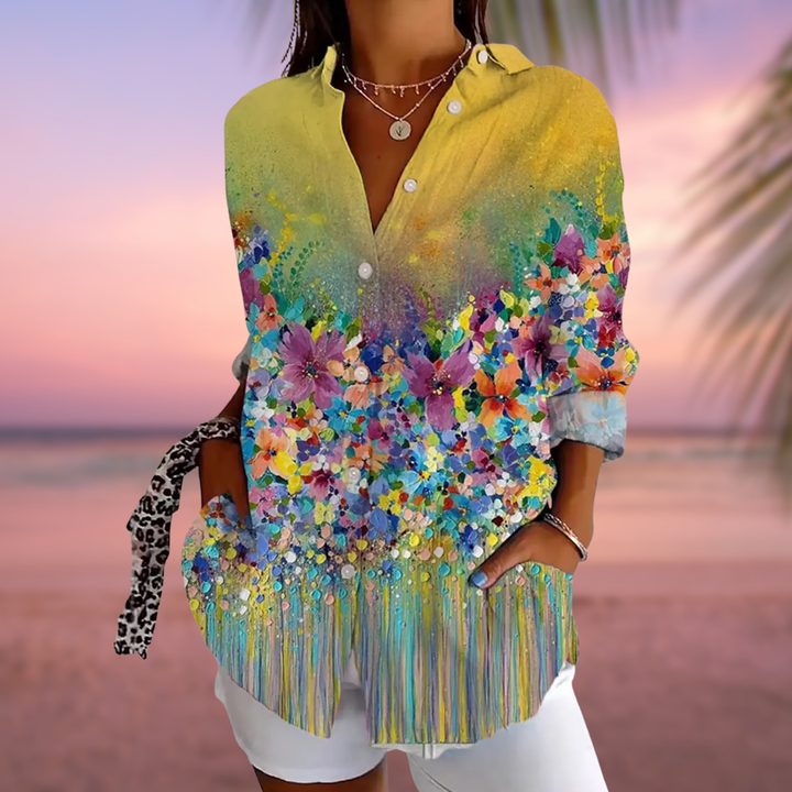 ESMERINA™ | Floral Print Blouse with Lapel Collar