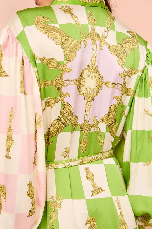 Garden Party Satin Balloon Sleeve Maxi Dress