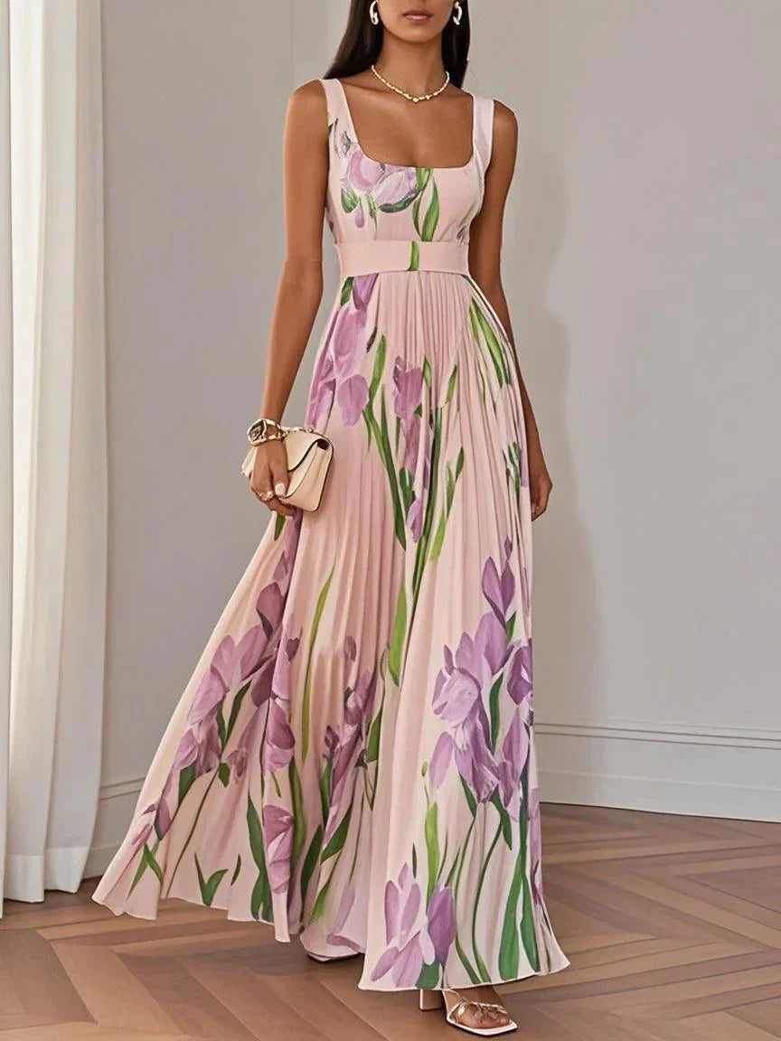 Hinokaia | Luxe pleated floral maxi dress