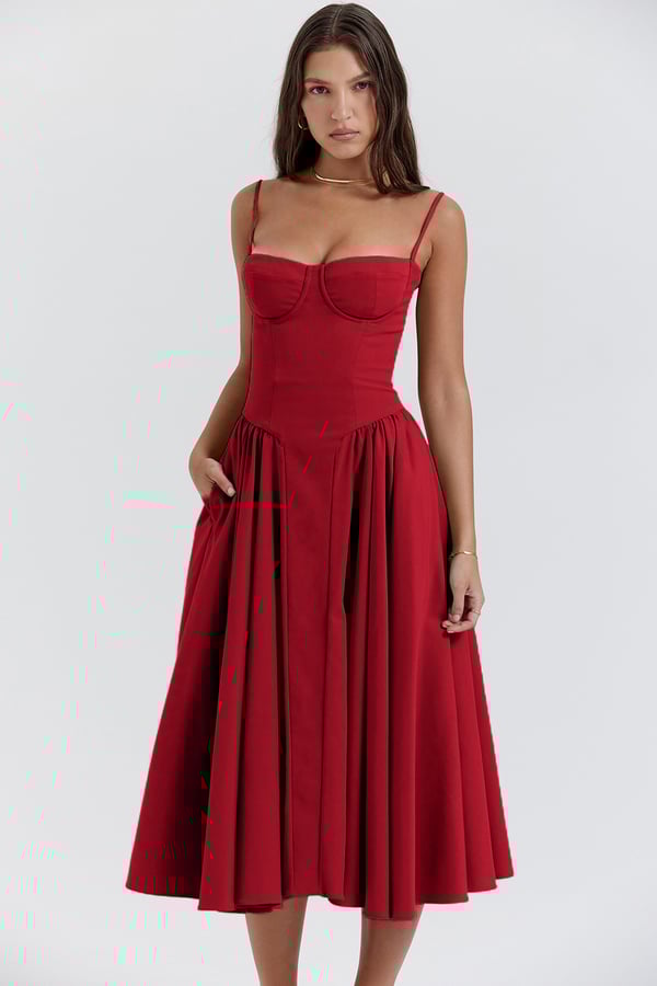 Sleeveless Midi Dress with Corset Fit – Attractive Fit