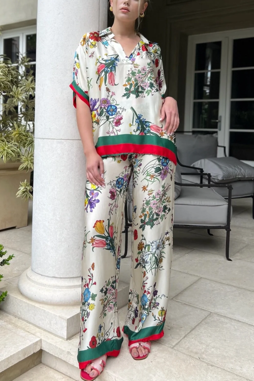 Lunvra -Mid-sleeve Printed Two-piece Set