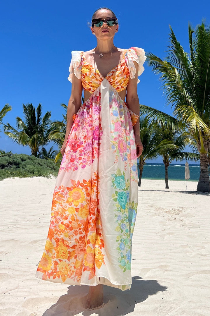 Blooming Beauty Floral Cutout Maxi Dress