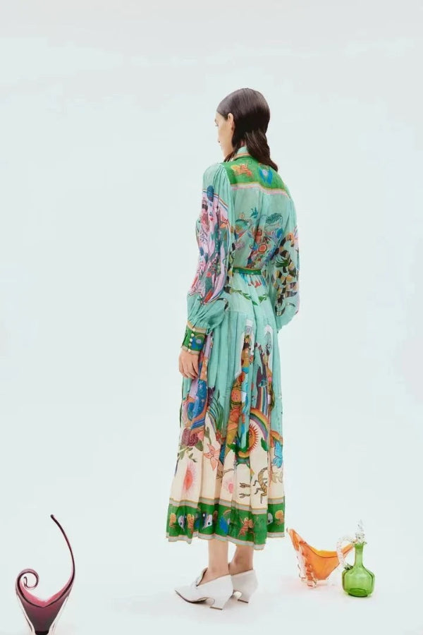 Capri™  Print Balloon Sleeve Midi Dress
