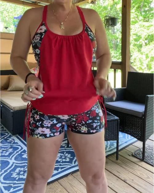 KAIA – STRAPPY PRINTED BOXER SWIMSUIT