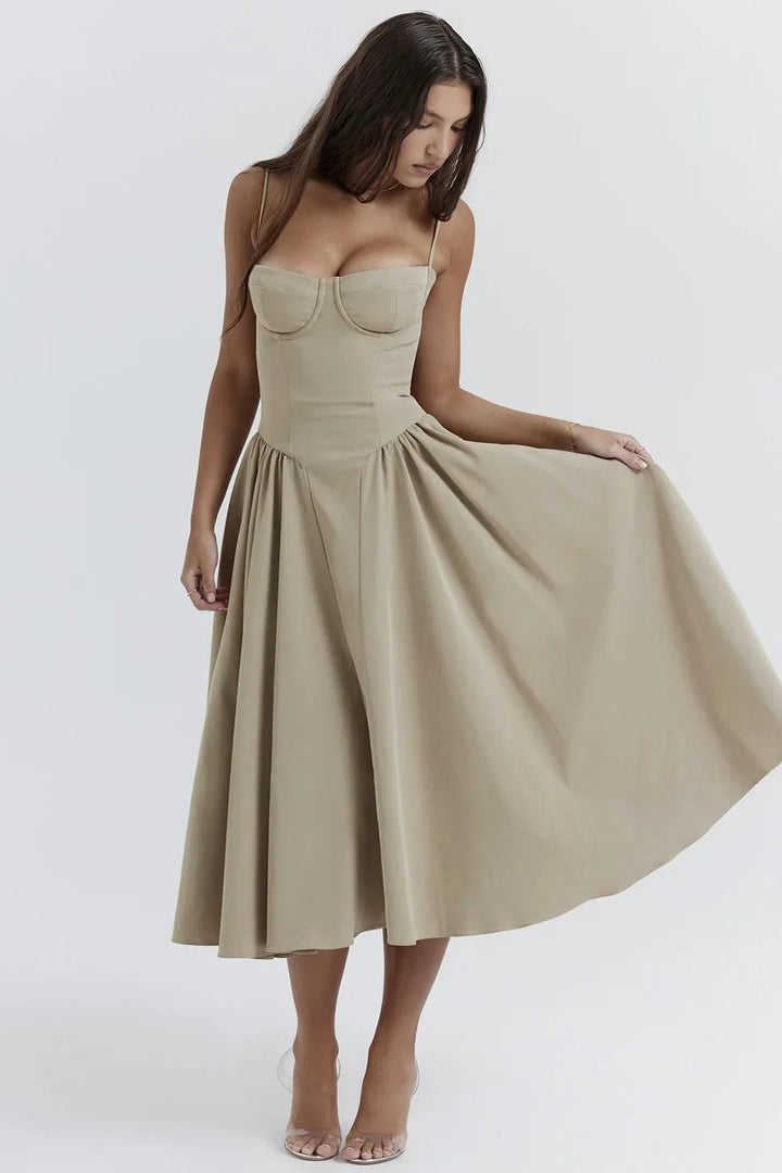 Sleeveless Midi Dress with Corset Fit – Attractive Fit