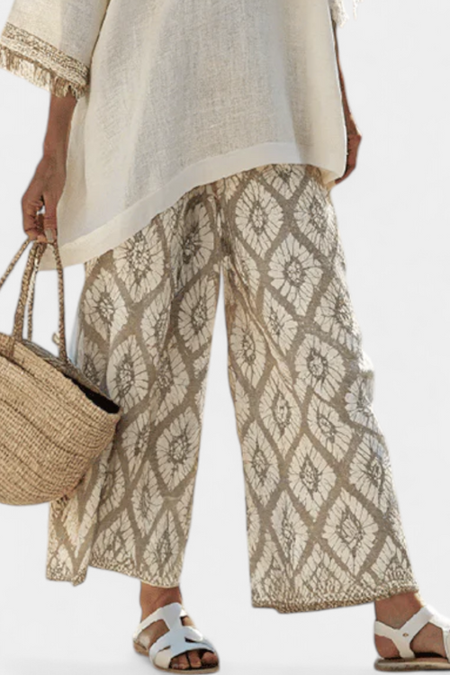 Nelly Boho Chic Daisy Ensemble Long Shirt and Printed Trousers