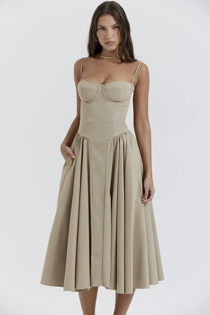 Sleeveless Midi Dress with Corset Fit – Attractive Fit