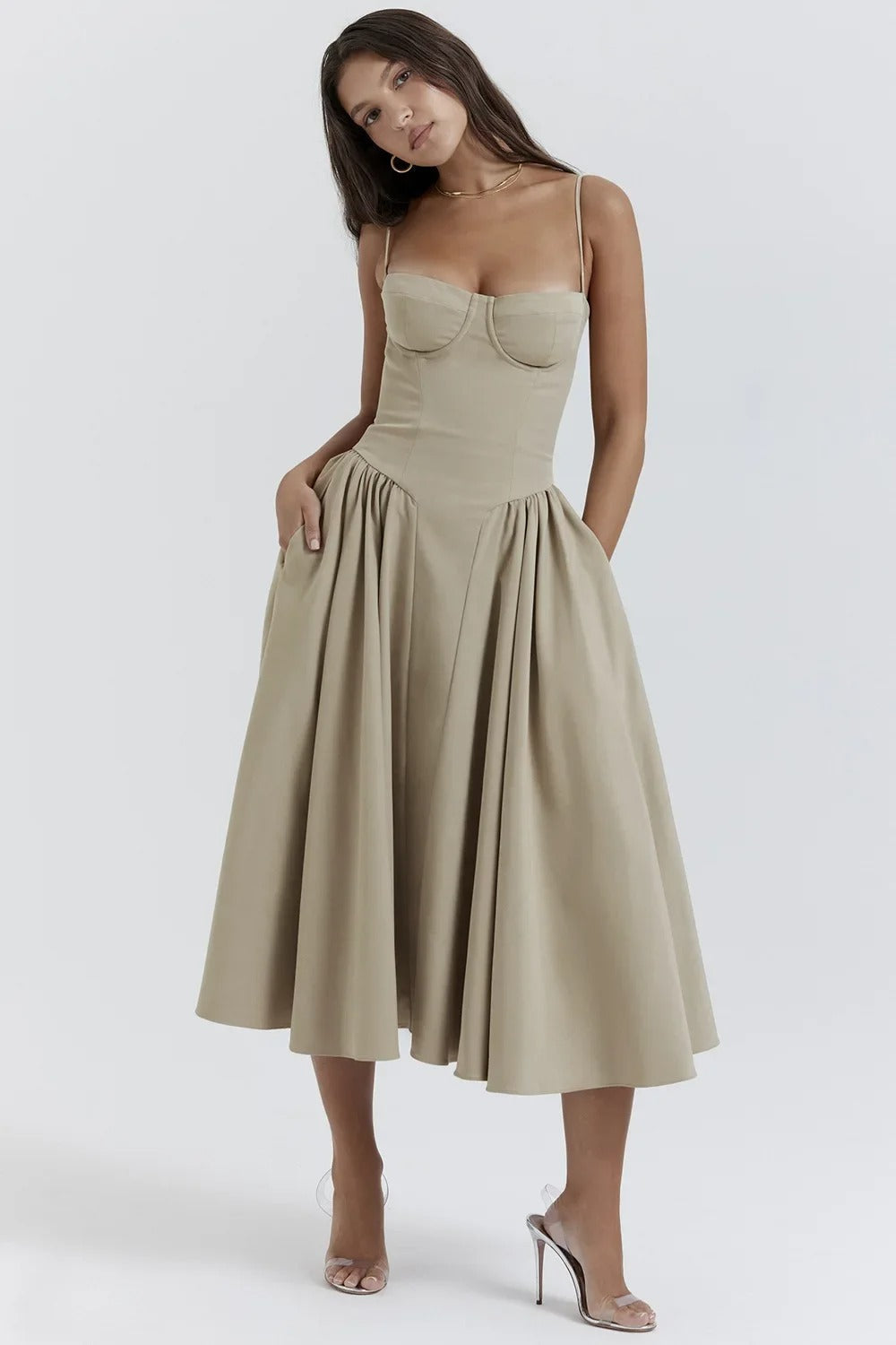 Sleeveless Midi Dress with Corset Fit – Attractive Fit