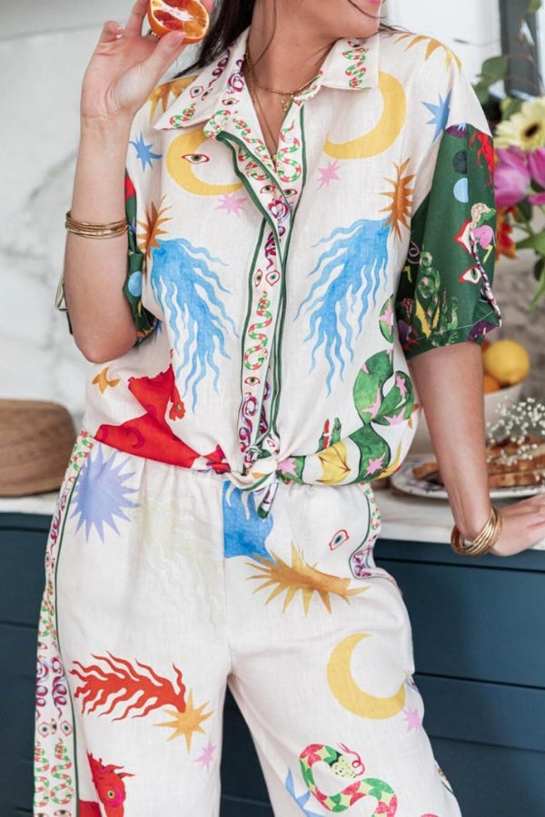 Bohemian Beauty Printed Shirt & Pants Set