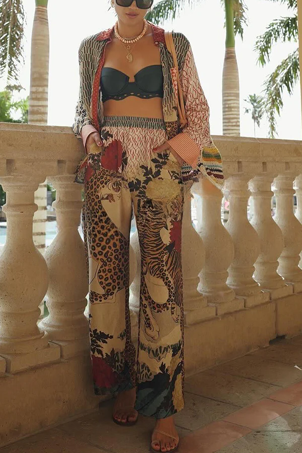 Savanna™ Tropical Tiger Print Shirt & Pants Set