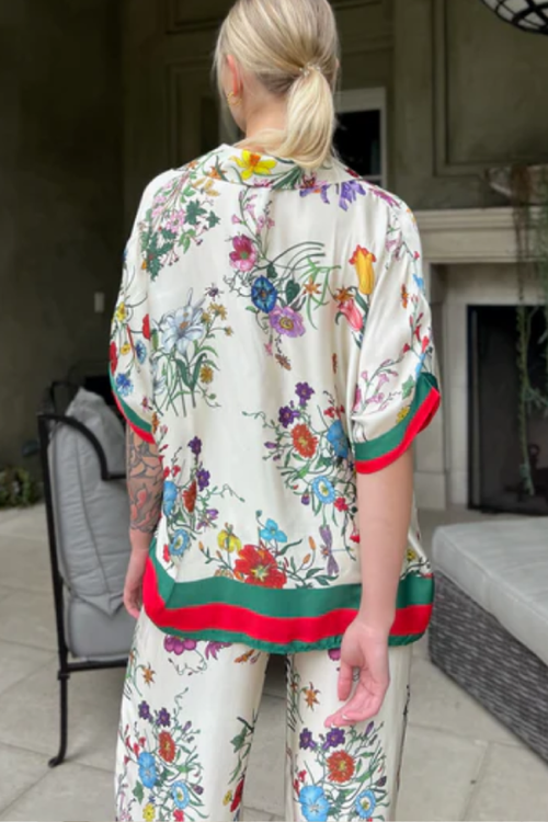 Lunvra -Mid-sleeve Printed Two-piece Set