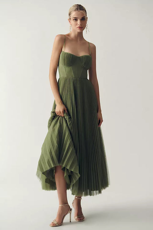 Claire – Pleated tulle dress with asymmetrical draping