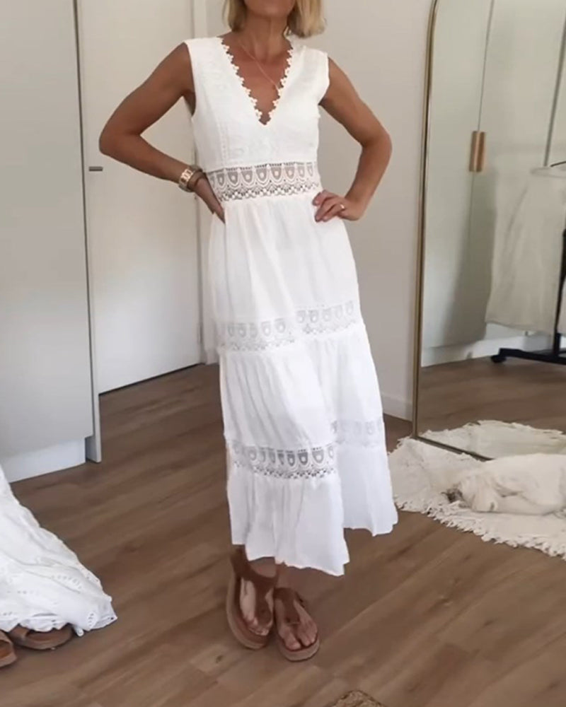 Charlotte - Handmade Lace Dress with V-Neck