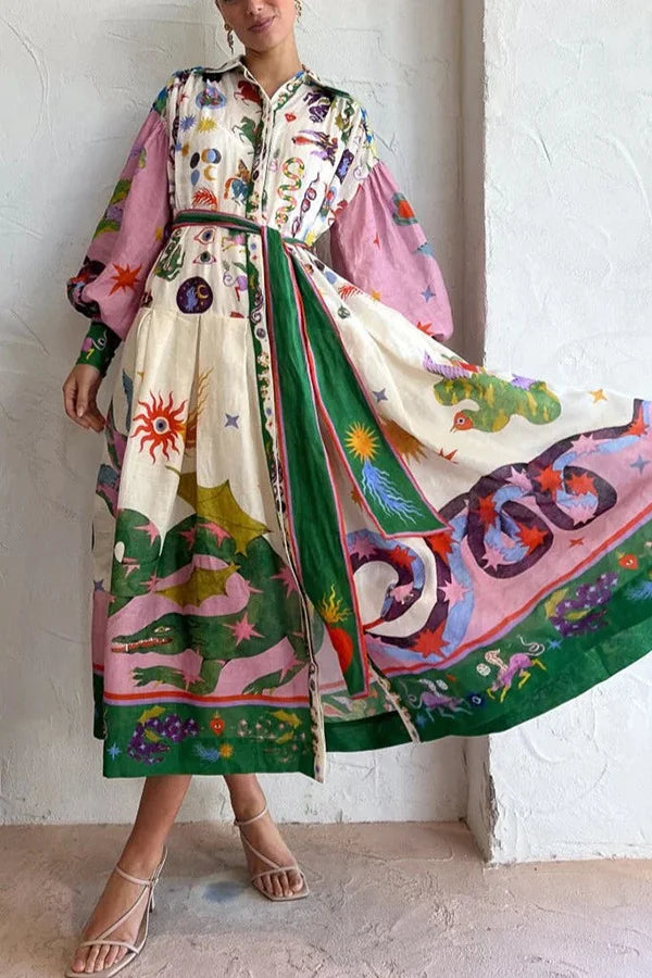 Retro French - Maxi print dress
