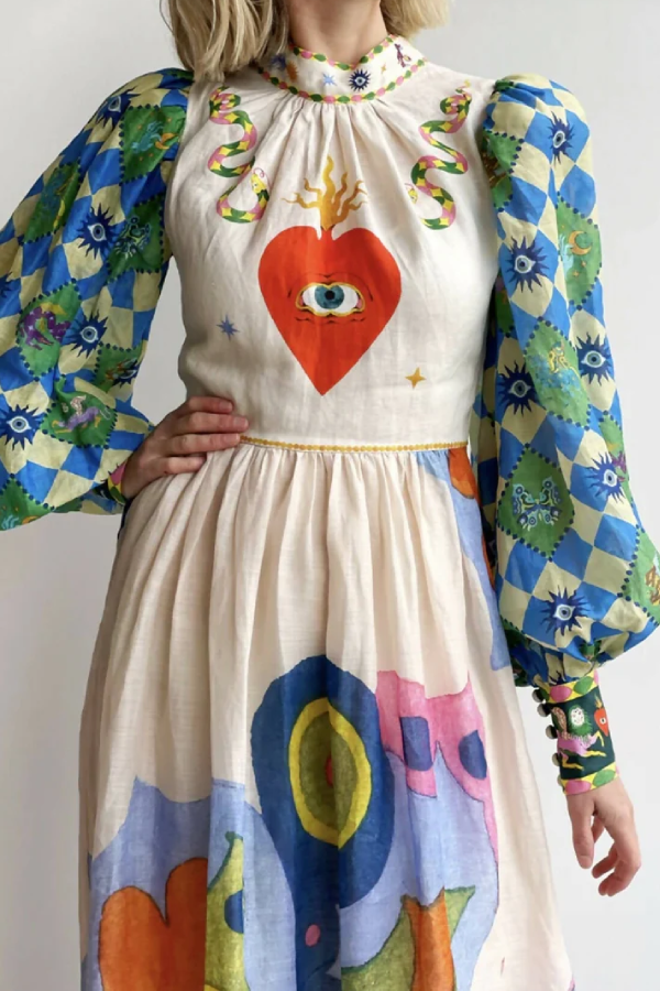 Dear to My Heart Lantern Sleeve Midi Dress