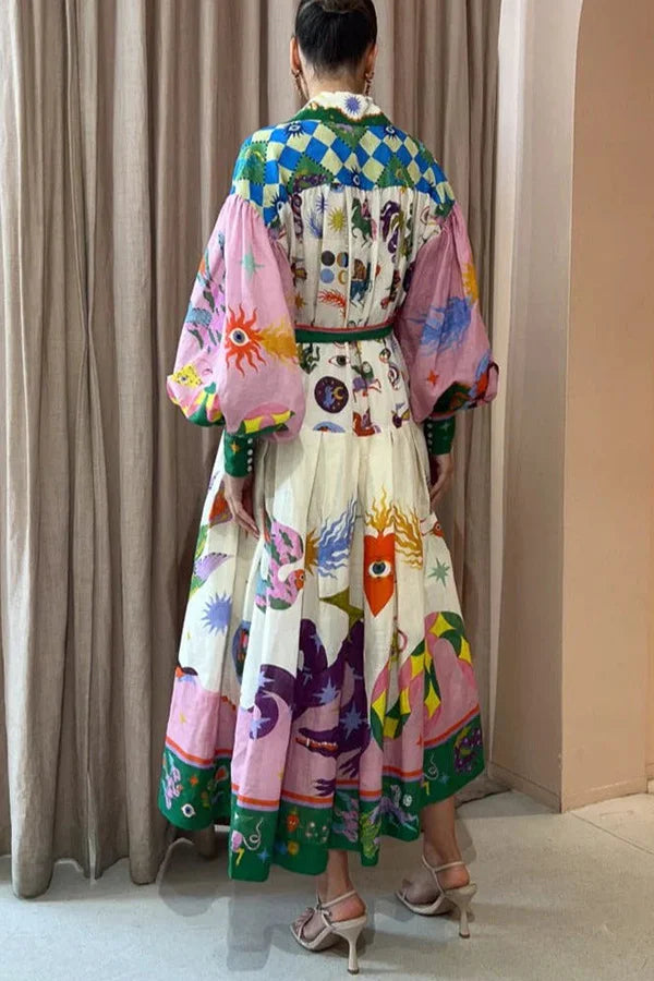 Retro French - Maxi print dress