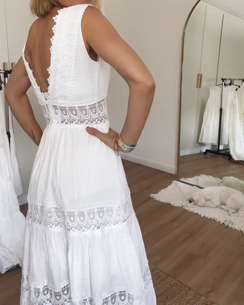 Charlotte - Handmade Lace Dress with V-Neck