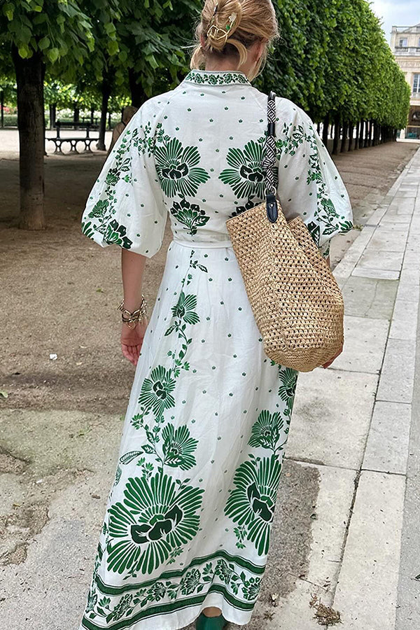 Celeste™ Unique Print Button-Down Maxi Dress