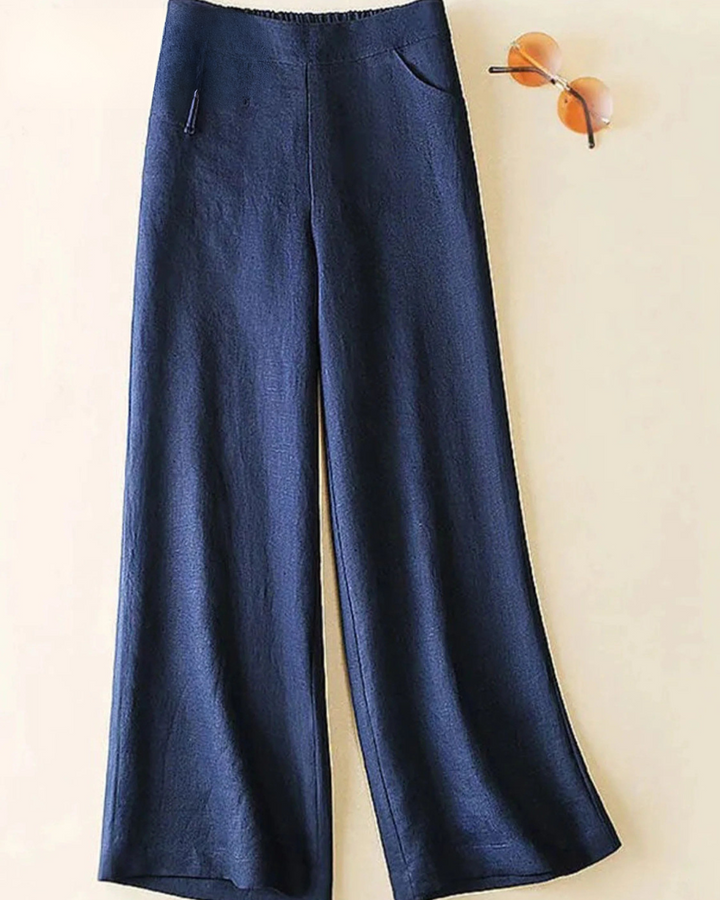 LANA - COTTON LINEN HIGH-WAIST TROUSERS
