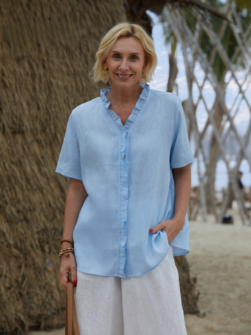 LUCIA – RUFFLE SHORT SLEEVE SHIRT