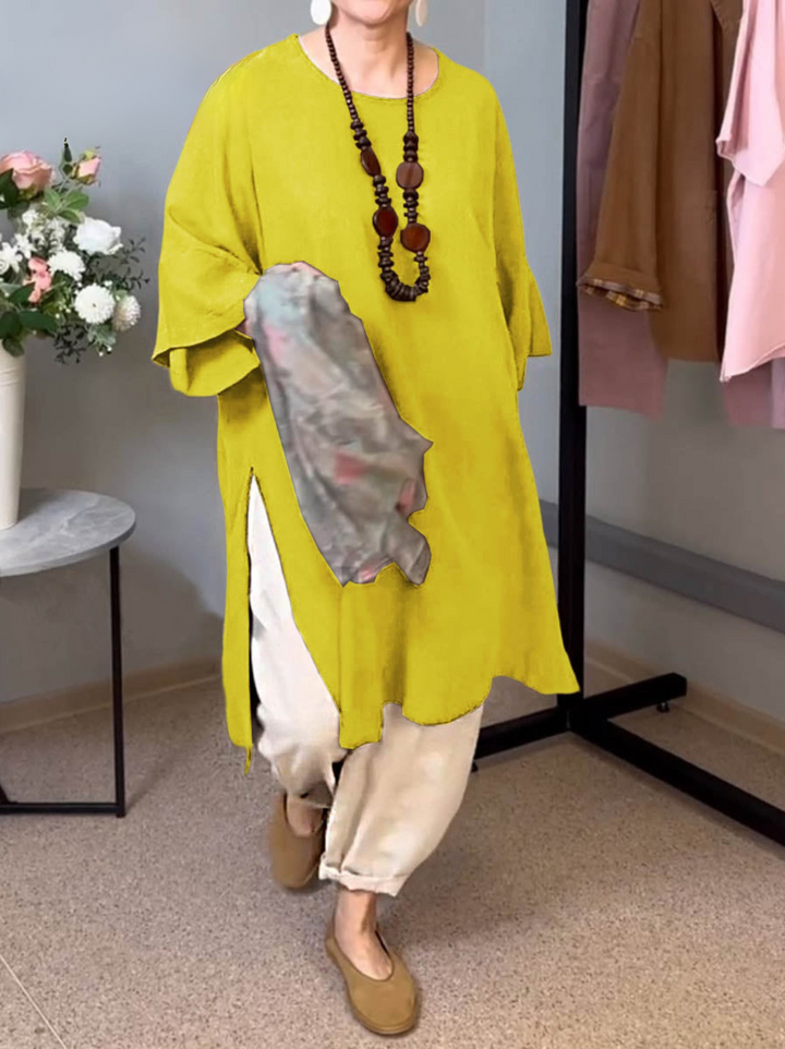 INES – 3/4 SLEEVE SLIT LONG TOP