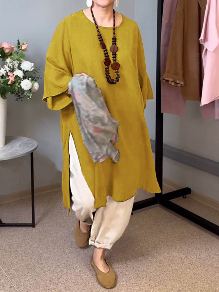 INES – 3/4 SLEEVE SLIT LONG TOP