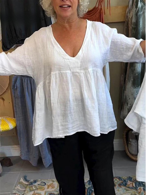 SERENA – V-NECK BLEND SHIRT