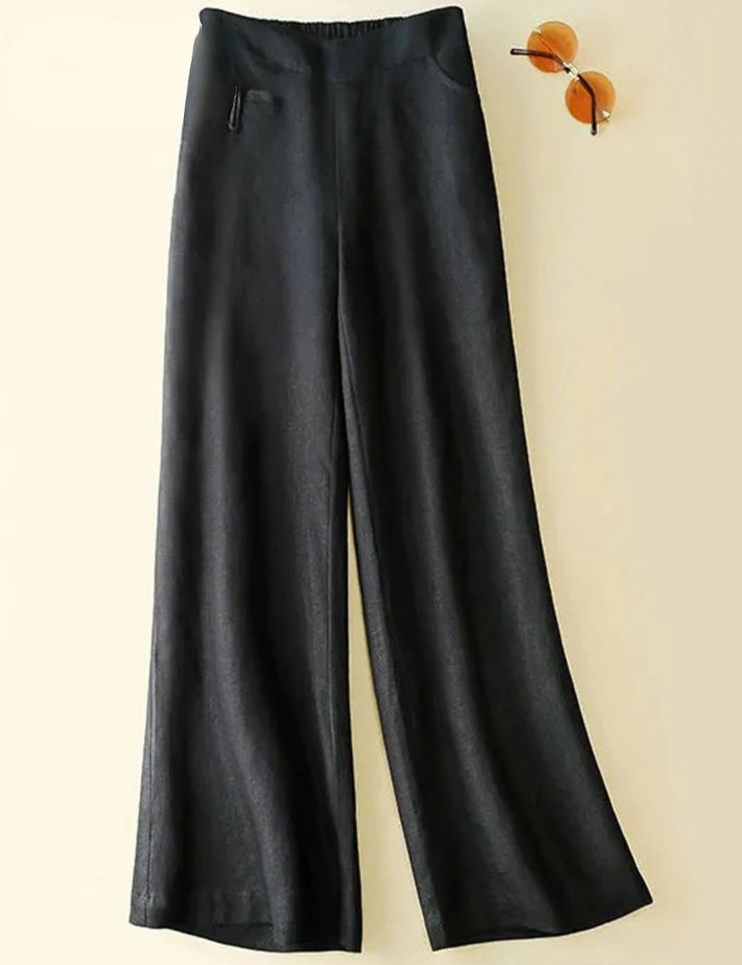 LANA - COTTON LINEN HIGH-WAIST TROUSERS