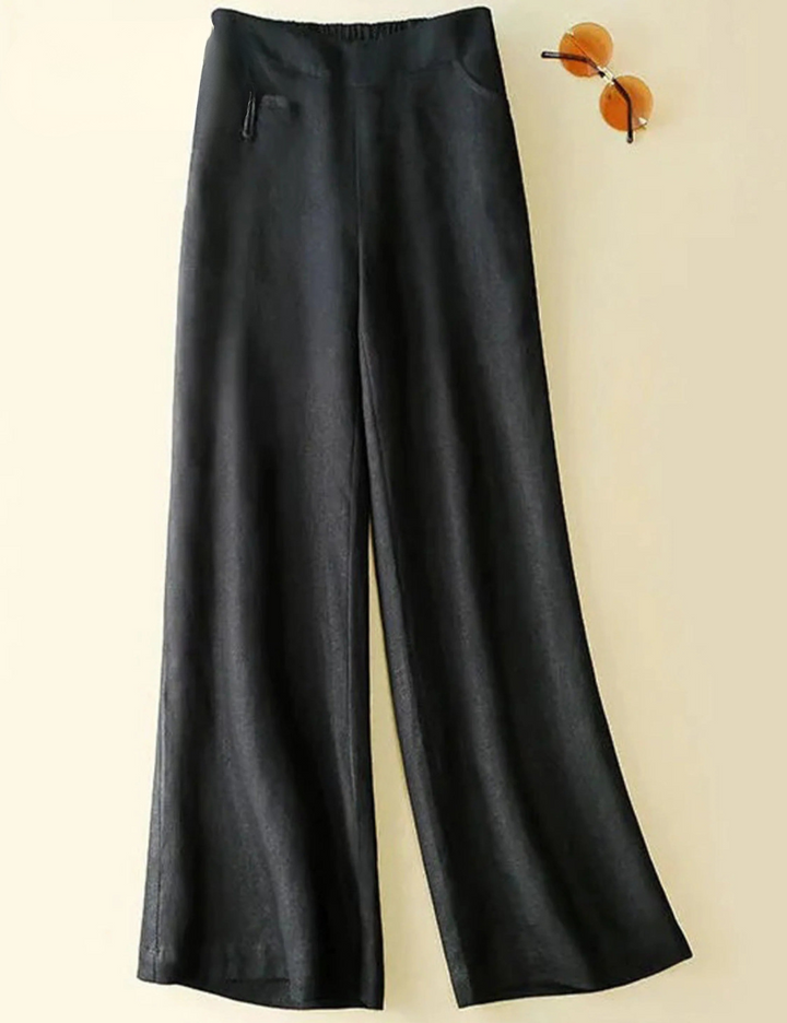 LANA - COTTON LINEN HIGH-WAIST TROUSERS