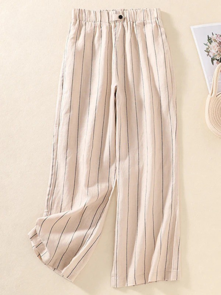 THEA – STRIPED COTTON LINEN TROUSERS