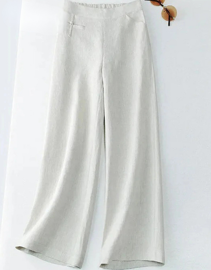 LANA - COTTON LINEN HIGH-WAIST TROUSERS