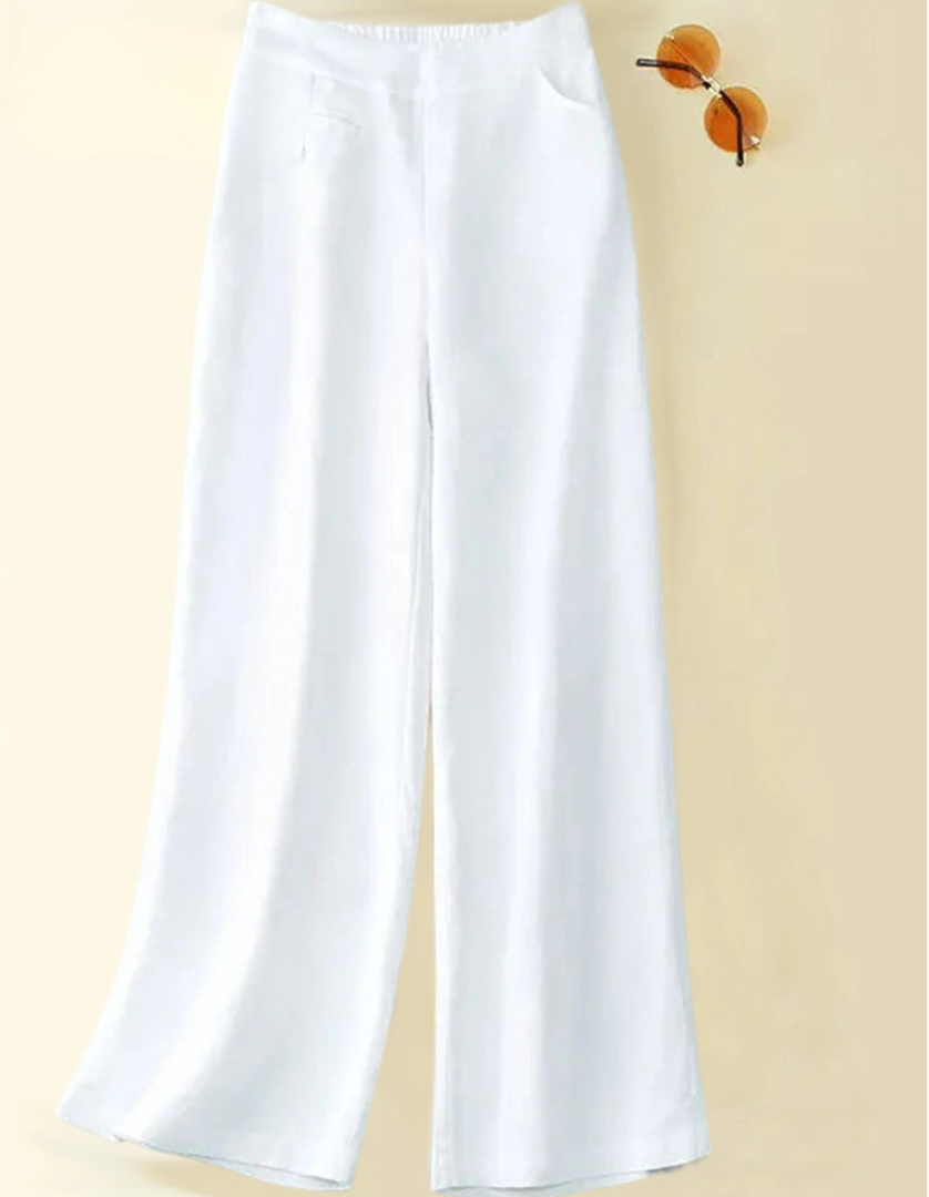 LANA - COTTON LINEN HIGH-WAIST TROUSERS